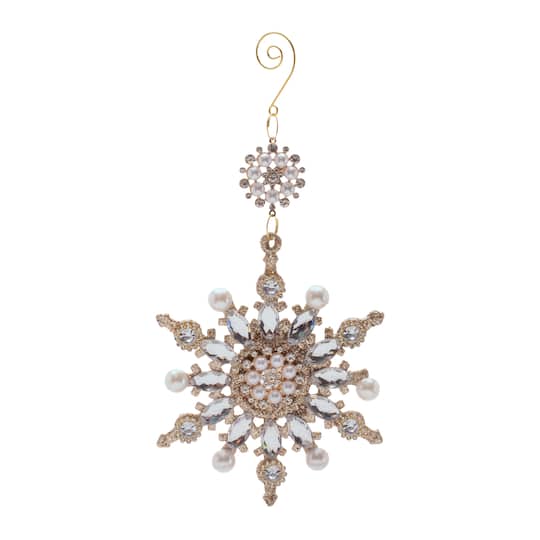 Melrose 10" Pearl & Jewel Snowflake Ornaments, 12ct.